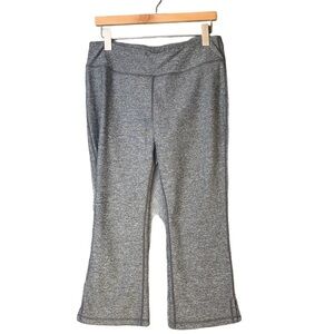 NEW! Roots Speckled Grey Gray Midrise Cropped Mini Flare Stretchy Leggings Large